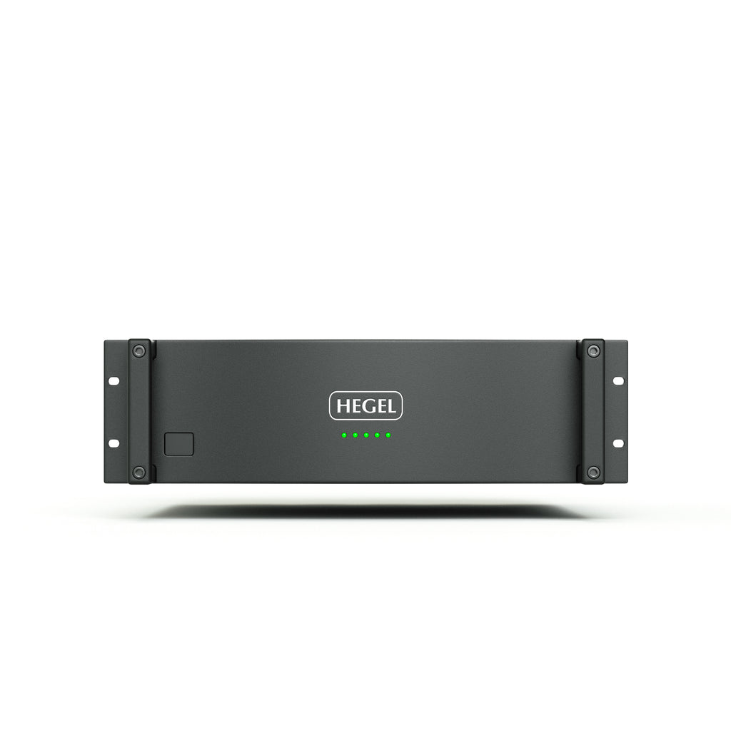 Black Hegel C5 Series amplifier with 'HEGEL' branding on a white background