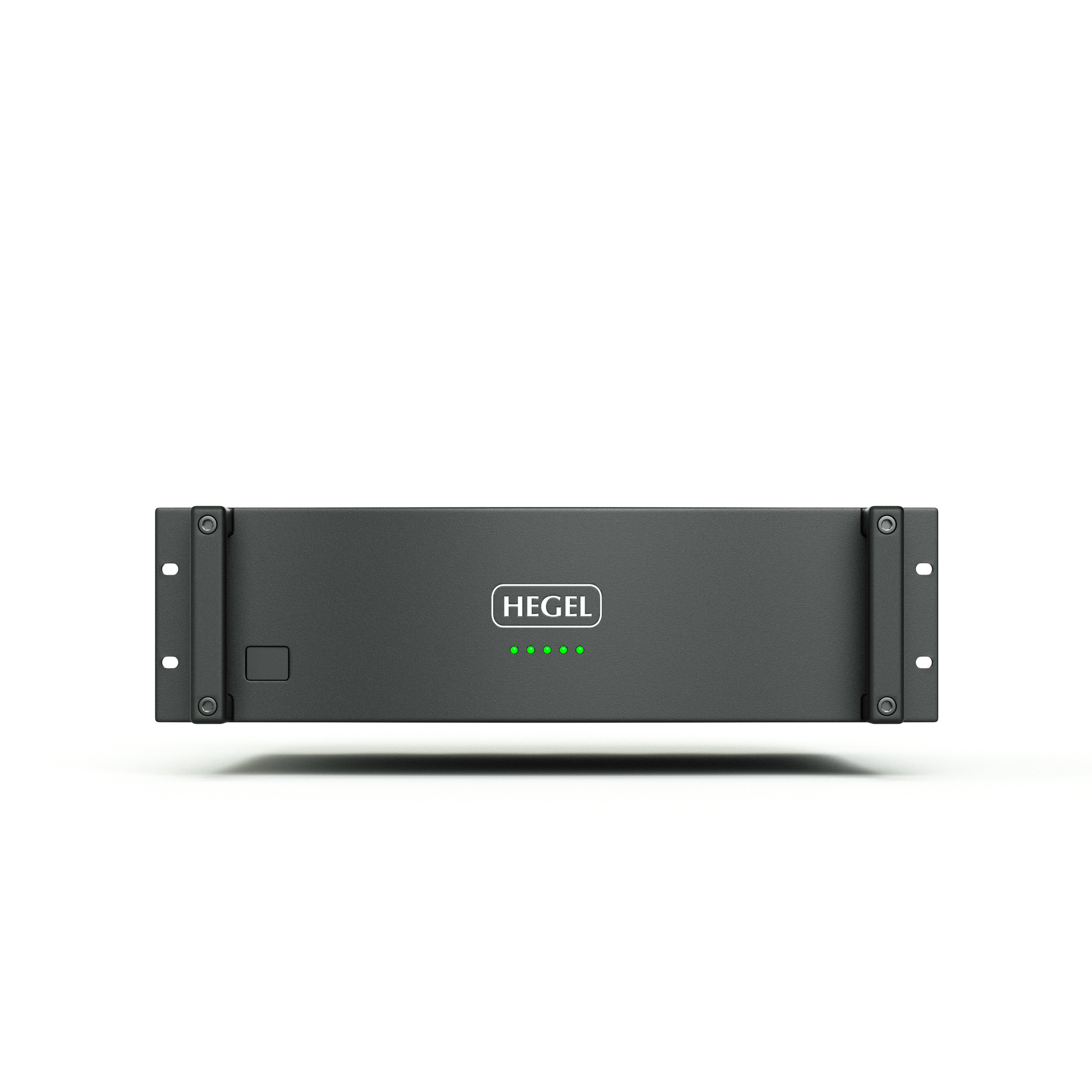 Black Hegel C5 Series amplifier with 'HEGEL' branding on a white background
