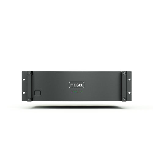 Black Hegel C5 Series amplifier with 'HEGEL' branding on a white background