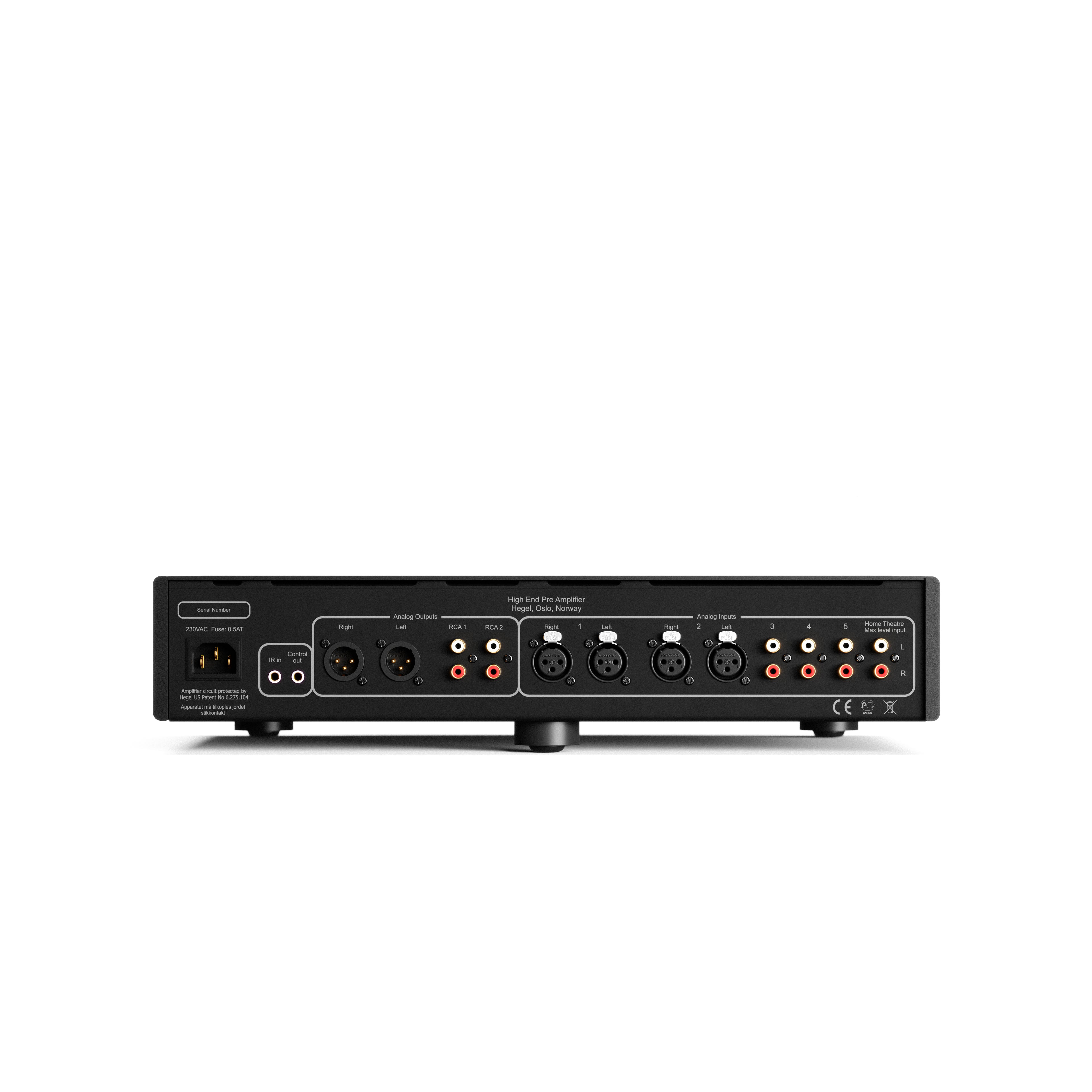 Black Hegel P30 Preamplifier with XLR and RCA connectors on a white background