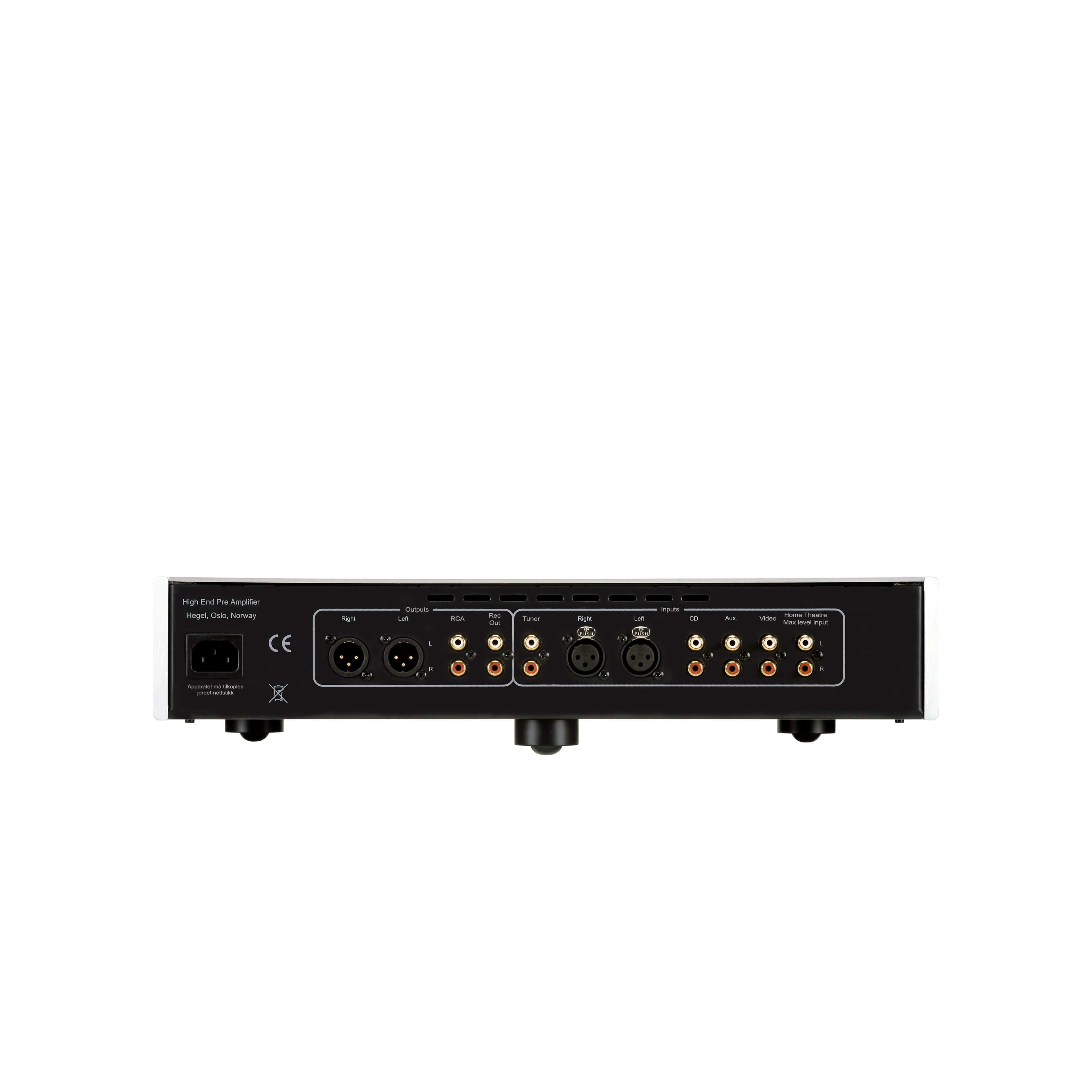 Black Hegel P20 Preamplifier with XLR and RCA connectors on a white background