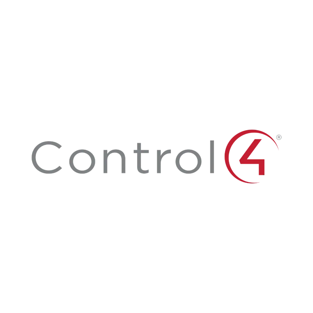 Control 4 logo in grey and red on a white background